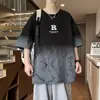 Camiseta de Manga Corta con Color Degradado de la NASA para Hombre Verano 2025 Delgada de Marca de Moda Holgada Casual Deportiva Manga Media