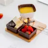 Fogareiro Cerâmico para Derreter Fondue de Chocolate Sorvete Frutas Conjunto Fondue para Uso Doméstico com Tigelas Pequenas e Bandeja de Bambu Fogareiro Cerâmico