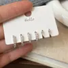 Europa y Estados Unidos transfronterizos nuevos pendientes de combinación de 6 piezas de circón ultrabrillante lujo ligero nicho diseño de alta gama pendientes moda