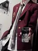 Trajes com Insígnias Niche Masculinos e Femininos para Primavera e Outono Estilo College Japonês Tops de Manga Longa Blazer Casual Versátil
