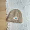 Estilo Coreano Simple y Dulce Etiqueta de Tela de Encaje Gorro de Punto Versátil Otoño e Invierno Gorro de Lana Engrosado Gorro Cálido a Prueba de Viento