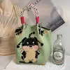 Bolsa de Mão Tricotada Estilo Novo Japonês e Coreano Portátil Trabalho Passeio Grande Capacidade Tote Pequena Bolsa Quadrada