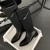 Primer Encuentro Temporada Botas Hasta la Rodilla Bloque de Color Retro Marrón Merade Punta Redonda Tacón Grueso Botas Vaqueras Botas Largas Botas Altas Botas de Montar