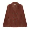 Ins ropa de mujer al por mayor estilo europeo y americano transfronterizo otoño nuevo gamuza cuero retro ajustado blazer 3046281