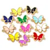 Gotejamento de Óleo Borboleta Dupla Pendurada Liga DIY Acessórios de Joia Pulseira Colar Pingente Multicor com Gotejamento de Óleo W238