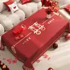 Mantel de boda rojo, lavable, a prueba de aceite, impermeable, mantel de comedor, nueva cubierta festiva para mesa de té 2024, cubierta de compromiso