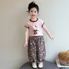 Conjunto de Ropa Estilo Coreano para Niñas Verano 2026 Modelo Nuevo Ropa de Verano de Manga Corta para Bebé Niña Gato Pantalones a Prueba de Mosquitos para Niños Conjunto de Dos Piezas