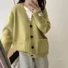 Novo cardigã de malha solto e casual estilo coreano para outono e inverno para mulheres, jaqueta suéter grossa, top versátil e modelador