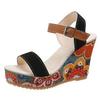 Sandálias Femininas de Verão Novo Estilo Coreano Moda Étnica Tecido Floral Plataforma Cuña Sola Confortável Casual Plus Size