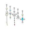 Especial Transfronteiriço conjunto de cinco peças de piercing para umbigo com pingente de borla e design de laço cruzado fabricantes de joias para perfuração corporal