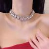 Colar Gargantilha Cravejado com Zircônia Amor Diamante Anel de Pescoço Feminino Acessórios de Pescoço Corrente de Pescoço Corrente Clavicular Senso de Alta Qualidade