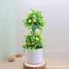 Decoración para el hogar flor artificial planta pequeña en maceta decoración de interiores flor de plástico bonsái paisajismo de jardinería decoración de plantas verdes venta al por mayor