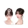 Peruca estilo coreano com franja francesa para mulheres, cabelo natural completo no topo da cabeça, franja frontal natural com efeito de ar, franja falsa leve e sem costura