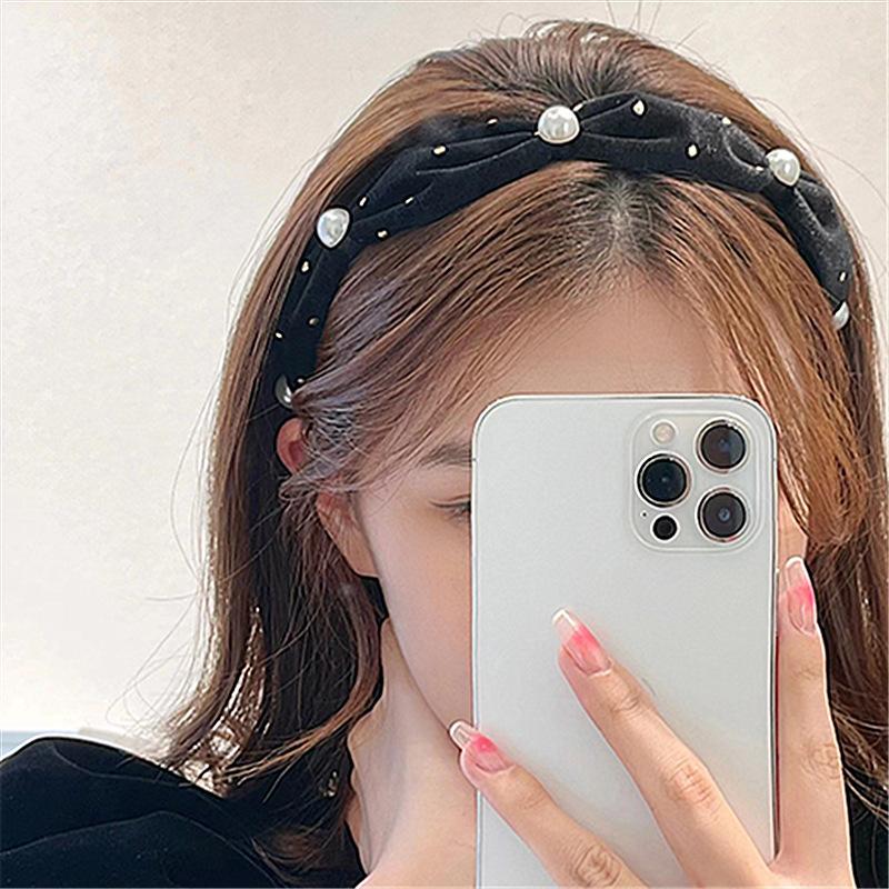 2110261 (1) 韩国复古丝绒珍珠头箍网红2021年新