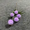 Flores Artificiales 5 Cabezas Tallo Único Ajo Pompon Crisantemo Pompon de Mil Capas Decoración del Hogar Boda Hotel Salón de Bodas Marcadores de Pasillo