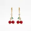 Aretes de Cereza Roja para Mujer, Diseño Popular, Modernos, Lujo Ligero, Elegantes, Aretes de Gama Alta al por Mayor