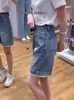 Shorts de Mezclilla Rectos de Pierna Ancha para Mujer, Talla Grande, Verano 2026, Cintura Alta, Ribeteados con Encaje, Corte Holgado, Pantalones Adelgazantes