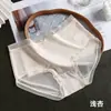Ropa interior de malla con encaje para mujer, Calzones de seda helada para niñas, Nuevo estilo 2025, Pantalones cortos blancos sexys de puro deseo