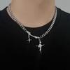 Collar de Cruz Starburst de Diseño Nicho para Hombre Estilo Hip-hop Unisex Moderno Cool Pareja de Alta Gama Cadena Clavicular Collar para Mujer