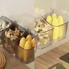 Caja de almacenamiento de pared, estante de cocina sin perforaciones, jengibre, ajo, cesta de almacenamiento de condimentos, transparente, práctico y fácil de usar