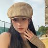 Gorra Plana de Algodón y Lino Vintage Estilo Británico para Mujer Estilo Japonés Combinable Gorra Newsboy Que Afina el Rostro Pequeña Uso Inverso Gorra de Pato Bailey Moderna