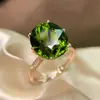 Anillo Ajustable para Mujer, Nuevo, Moderno y Lujoso, con Gema Sintética de Turmalina Roja en Forma Ovalada, Anillo Abierto de Seis Garras