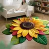 Manta Avanzada de Terciopelo de Cristal con Flor de Girasol Transfronteriza para Sala de Estar, Dormitorio, Mesa de Café, Alfombrilla para el Suelo, Resistente a la Suciedad, Antideslizante, Alfombrilla Fresca