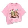 Camiseta Estúpida Cappi Bala Top Holgado de Manga Corta Tendencia de Comercio Exterior Niños Pequeños y Medianos Niños y Niñas Periférico Capibara