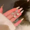 Pendientes de Lazo de Perla Simples Europeos y Americanos Únicos Circonita Combinan con Todo Celebridad Elegantes Pendientes de Moda de Celebridad de Internet Pendientes