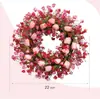 Amazon Transfronterizo Producto Nuevo Multicolor Flor Artificial Tulipán Corona Colgante de Puerta Romántica Corona de Tulipán Rosa