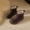 Botas de nieve de suela gruesa para mujer 2026 invierno con forro de felpa botines cortos de algodón retro versátiles cálidos antideslizantes mocasines