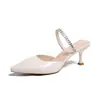 Nuevas Mules de Verano 2026 Estilo Hada Nude Charol Puntiagudas para Mujer, Sandalias Francesas de Tacón Grueso para Uso al Aire Libre