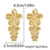 Pendientes de flores de acero inoxidable dorado retro de estilo cortesano francés transfronterizo con un gran sentido del diseño, pendientes grandes europeos y americanos exagerados.