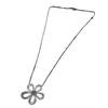 Familia Budista Trébol de Cuatro Hojas Flor Grande Collar Full Diamond Flor de Sol Hueca Incrustado con Pedrería Pétalo Diamante Colgante para Mujer Cadena de Clavícula