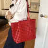Bolsa Cesta de Vegetais Tecida Vazada Bolsa Feminina 2026 Nova Moda Bolsa de Mão Bolsa de Ombro Grande Capacidade Bolsa Tote para o Dia a Dia