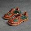 Shanghai Jiejie Outono Novo Cano Baixo Topo Reto Couro Bovino Camada Superior Cor Polida Estilo Retrô Casual Sapatos Femininos Versátil Camada Única Sapatos para Mulheres