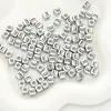 Cuentas de acrílico con letras del alfabeto inglés cuadradas plata antigua DIY pulsera de cuentas hecha a mano collar accesorios de joyería material