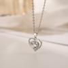 Versão Coreana do Colar Pingente Coração do Oceano de Prata para Mulheres Simples Coração de Zircônia Cheio de Diamante Corrente Clavícula Joias Dropshipping