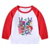 2026 Nova Camiseta Infantil de Primavera e Outono Gola Redonda Desenho Animado Manga Longa Camiseta Básica Conjunto para Meninos e Meninas Camiseta de Algodão
