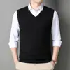 Chaleco de lana más vendido de Amazon, camiseta base de punto tipo jersey, chaleco sin mangas de cuello en V de color liso, artículo popular de exportación transfronteriza