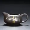 Taza de Ceremonia de Arcilla Púrpura con Asa, Juego de Té Kung Fu de Loto Cerámico para el Hogar con Taza de Ceremonia y Mar de Té