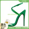 Tacones Altos de Tira Fina Florales para Mujer, Nuevo Estilo Transfronterizo, Tacón de Hierro Simple, Correa al Tobillo, Estilo Europeo y Americano, Ultra-Fibra