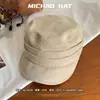 Sombrero octogonal de gamuza plisado de ala ancha color liso estilo coreano y japonés, boina casual vintage, sombrero versátil de primavera y otoño