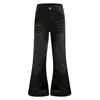 Jeans flare estilo retrô americano lavado com orelhas de gato para homens e mulheres, novas calças versáteis de corte slim para o outono