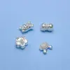 Accesorios de Artesanía Fina de Plata Pura 999 Patrón de Oso Flor Hueca Cuentas Espaciadoras Accesorios para Pulseras DIY