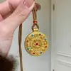 Collar de Cadena para Suéter con Colgante de Vajra Hueco de Color Fuerte que Conserva el Color, Brújula de los Ocho Tesoros, Chapado en Oro de 24 Quilates de la Tienda de Oro