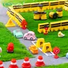 Decoraciones de letreros de coche, vehículo y transporte de paisaje en miniatura para dioramas, accesorios de bricolaje y adornos de escenas en miniatura