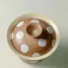 Tazón de bambú con tapa de lunares color caramelo hecho a mano, juego de té Kung Fu estilo antiguo, tazón para preparar té resistente al calor, tazón para beber té casero