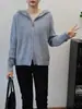 Jaqueta Suéter com Capuz e Zíper Duplo Design Novo Outono/Inverno 2025 Estilo Coreano Solta Estilo Preguiçoso Cardigan de Tricô para Mulheres
