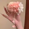Pasador de Pelo Súper Hada Flor Azul con Borla para Mujer, Accesorio Estilo Vacaciones de Verano en la Costa, Flor para el Cabello, Adorno para el Cabello, Pinza de Pato, Tocado